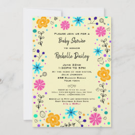 Boy Girl Gult Cute Baby Shower-inbjudan för Blomm Inbjudningar