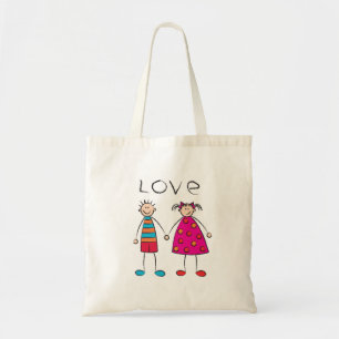 Boy + Girl = Kärlek Cute Roligt Tecknad Anpassning Tygkasse