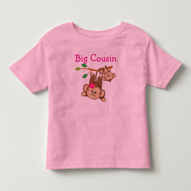 Boy, Girl Monkey Big Cousin Tee Shirt (Framsida)