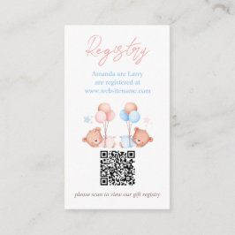Boy Girl Nalle Baby Shower Registry Twillingar  Ba Tilläggskort