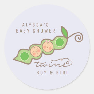 Boy & Girl Peas in a Pod Twillingar Baby Shower St Runt Klistermärke