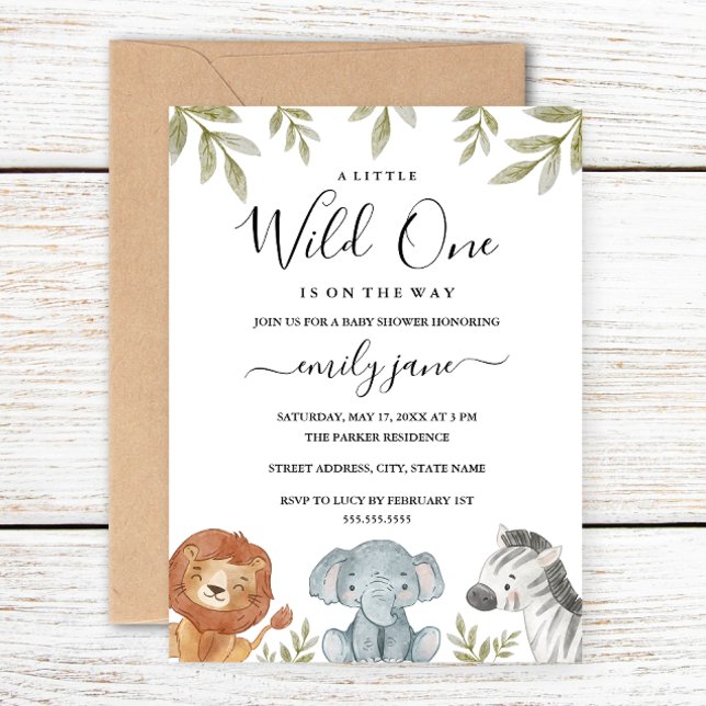 Boy Girl Safari Cute Animals Baby Shower Inbjudningar (Skapare uppladdad)