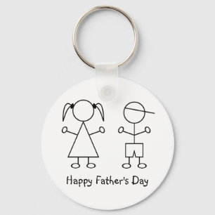 Boy & Girl Stick figurer ~ Lycklig Fars dag Nyckelring