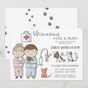 Boy & Girl Thees Kids Party Inbjudningar