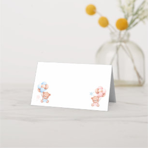 Boy Girl Tvillingar Teddy Bear Baby Shower Filta Placeringskort