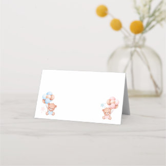 Boy Girl Tvillingar Teddy Bear Baby Shower Filta Placeringskort