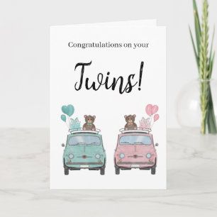 Boy/Girl Twillingars Fiat 500 Grattisar Kort