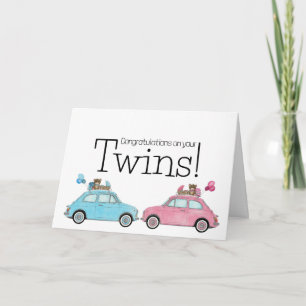 Boy/Girl Twillingars Fiat 500 Grattisar Kort