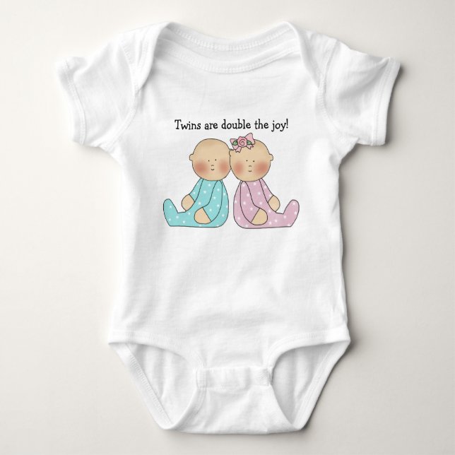 Boy Girl Twillingars Infant Creeper T Shirt (Framsida)
