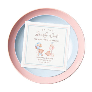 Boy Girl Twillingars Nalle Baby Shower Pappersservett