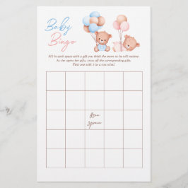 Boy Girl Twillingars Nalle BINGO Baby Shower Game Flygblad