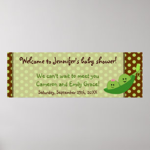 Boy Girl Twillingars Pea in a Pod Baby Shower Bann Poster
