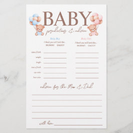 Boy Girl Twillingars Predictions Baby Shower Game Flygblad