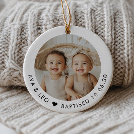 Boy Girl Twins Baptism Photo Keepsake Julgransprydnad Keramik
