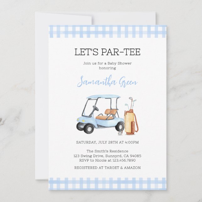 Boy Golf Baby Shower Inbjudningar (Framsida)