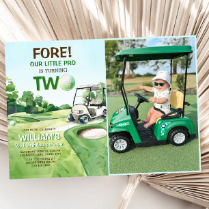 Boy Golf Par-T 2:a födelsedagsfoto Inbjudningar