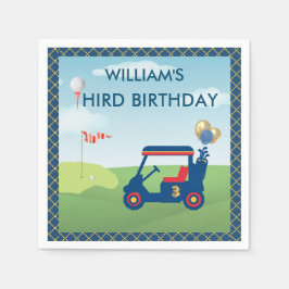 Boy Golf Theme 3rd Birthday Party Napkins Pappersservett
