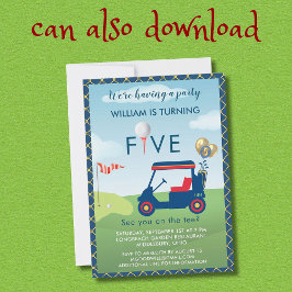 Boy Golf Theme 5th Födelsedagsfest Inbjudningar