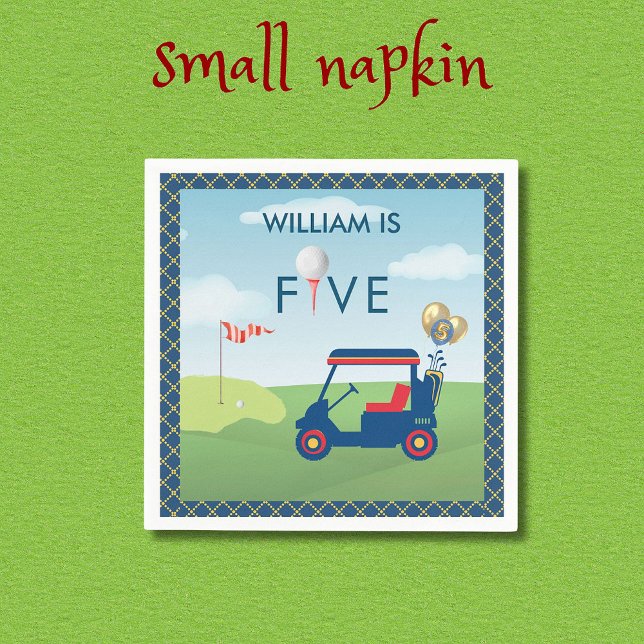 Boy Golf Theme 5th Födelsedagsfest Napkins Pappersservett (Skapare uppladdad)