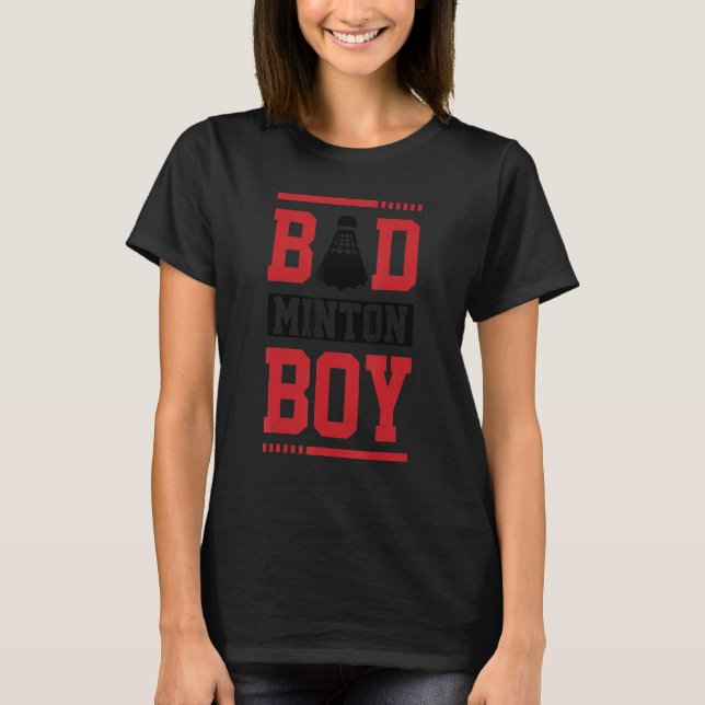 Boy Graphic Badminton Player Shuttlecock Player Sp T Shirt (Framsida)