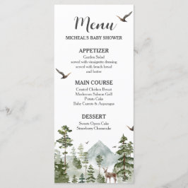 Boy Gräs Träd Forest Mountain Baby Shower Menu Meny