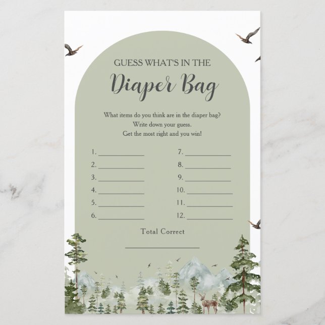 Boy Gräs Träd Forest Mountain What's in Diaper Bag (Framsida)