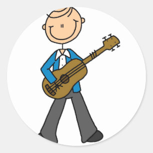 Boy Guitar Player Sticker Runt Klistermärke