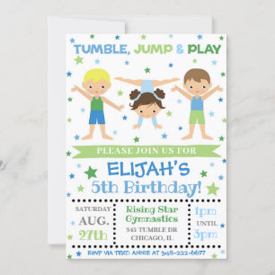 Boy Gymnastics-inbjudan   Gymnastics Birthday Inbjudningar
