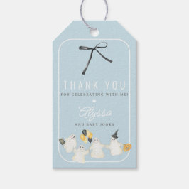 Boy Halloween Ghost och Black Bow Baby Shower Presentetikett