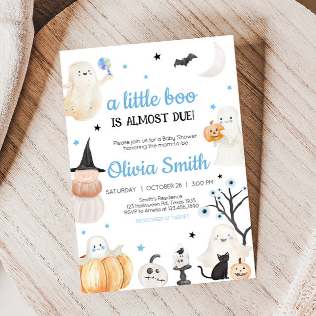 Boy Halloween Little Boo Baby Shower Inbjudningar (A Little Boo Baby Shower Invitation)
