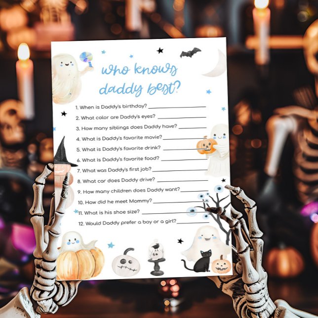 Boy Halloween som känner pappa Best Game (A Little Boo Baby Shower Who knows Daddy Best Game)
