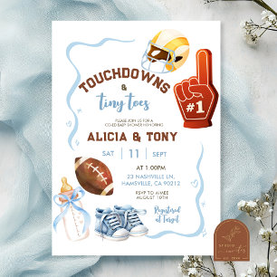 Boy Hand plockade Quirky Touchdown and Tiny Toes Inbjudningar
