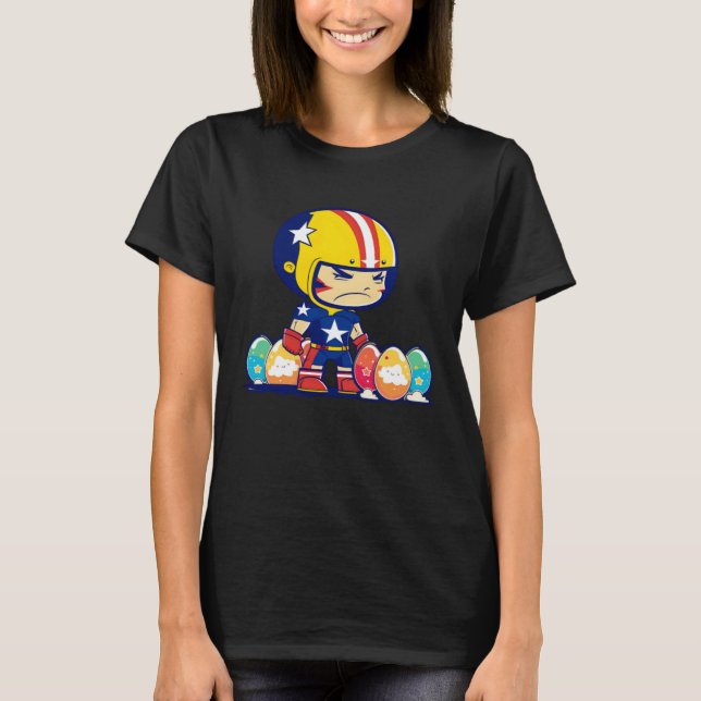 Boy Helmet Easter Eggs Football Easter T Shirt (Framsida)