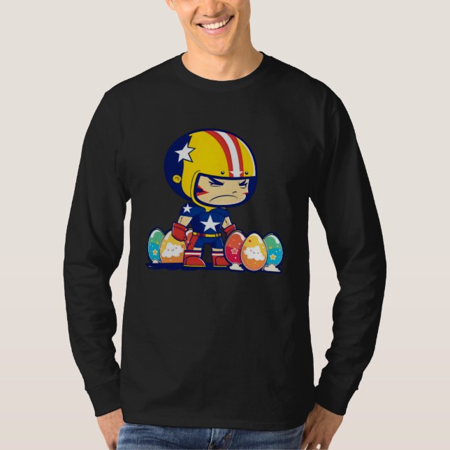 Boy Helmet Easter Eggs Football Easter T Shirt (Framsida)