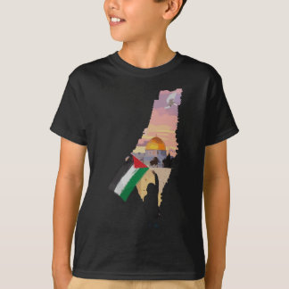 Boy Hold Palestine Flagga in Palestinians Karta Ba T Shirt