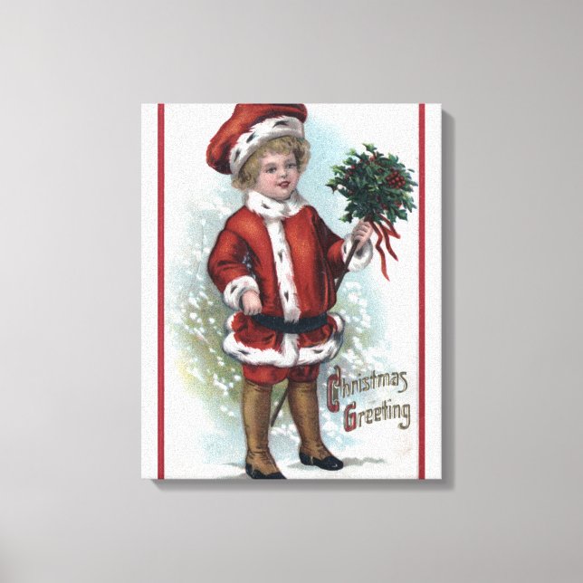 Boy Holding a Bushel of Holly Canvastryck (Framsida)