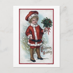 Boy Holding a Bushel of Holly Vykort