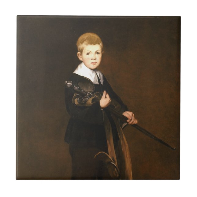 Boy Holding a Sword (av Edouard Manet) Kakelplatta (Framsidan)