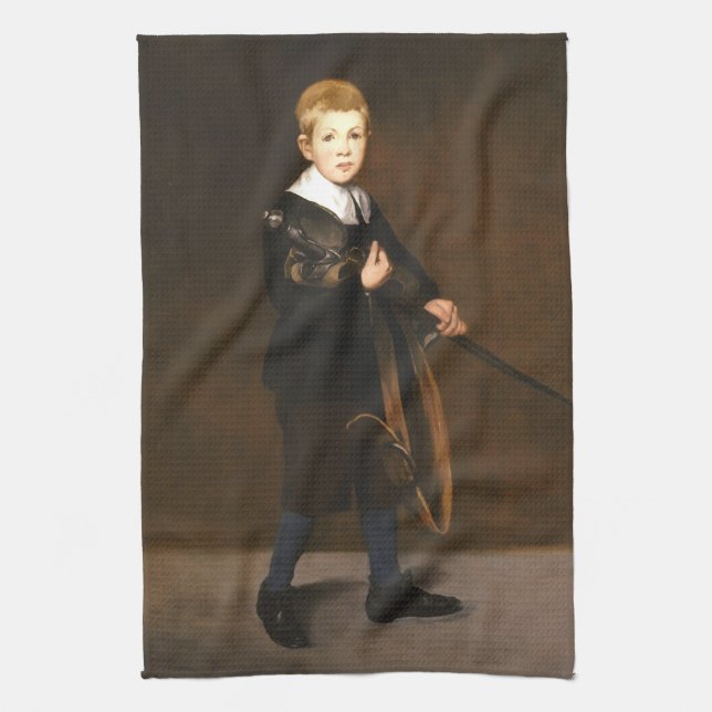 Boy Holding a Sword (av Edouard Manet) Kökshandduk (Vertikal)
