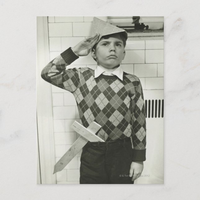 Boy Holding a Wooden Sword Vykort (Framsida)