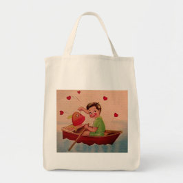 Boy Holding Heart i Boat Tygkasse