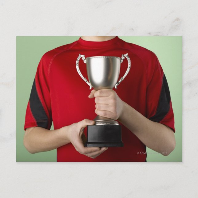 Boy Holding Trophy Vykort (Framsida)