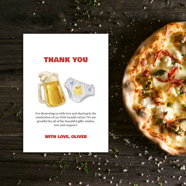 Boy Huggies Chuggies Beer Diaper Baby Shower  Tack Kort (Boy Huggies Chuggies Beer Diaper Baby Shower Thank You Card)