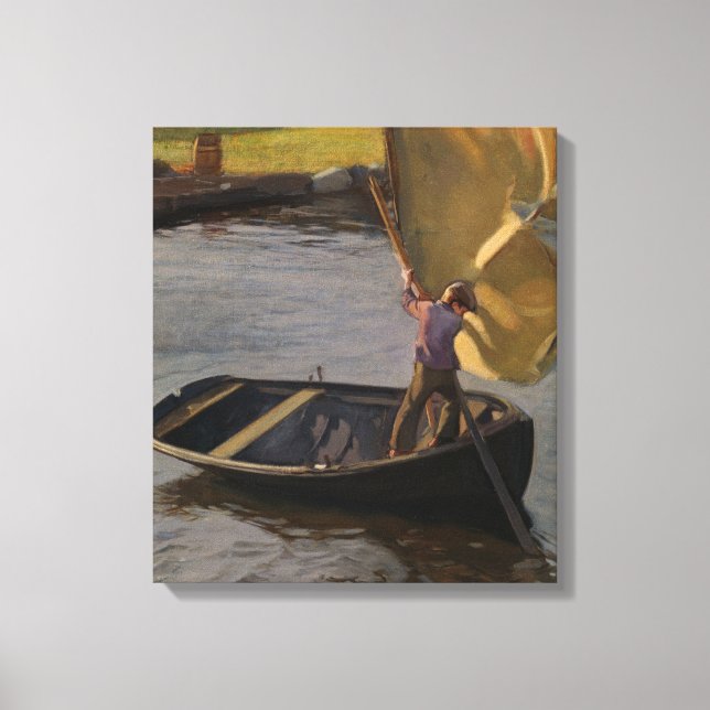 Boy i en segelbåt på floden (av Magnus Enckell) Canvastryck (Framsida)
