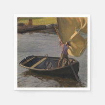 Boy i en segelbåt på floden (av Magnus Enckell)
