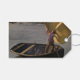 Boy i en segelbåt på floden (av Magnus Enckell) Presentetikett