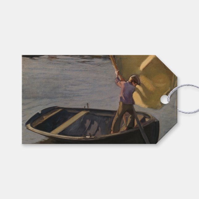 Boy i en segelbåt på floden (av Magnus Enckell) Presentetikett (Framsidan (Horisontell))