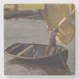 Boy i en segelbåt på floden (av Magnus Enckell) Stenunderlägg