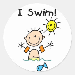 Boy I Simma Sticker Runt Klistermärke