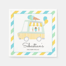 Boy Ice Cream Lastbil Födelsedagsfest Dekorationer Pappersservett